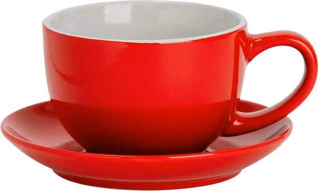 Argon Tableware Red Stoneware Cappuccino Cup and Saucer Set, 250ml – 7