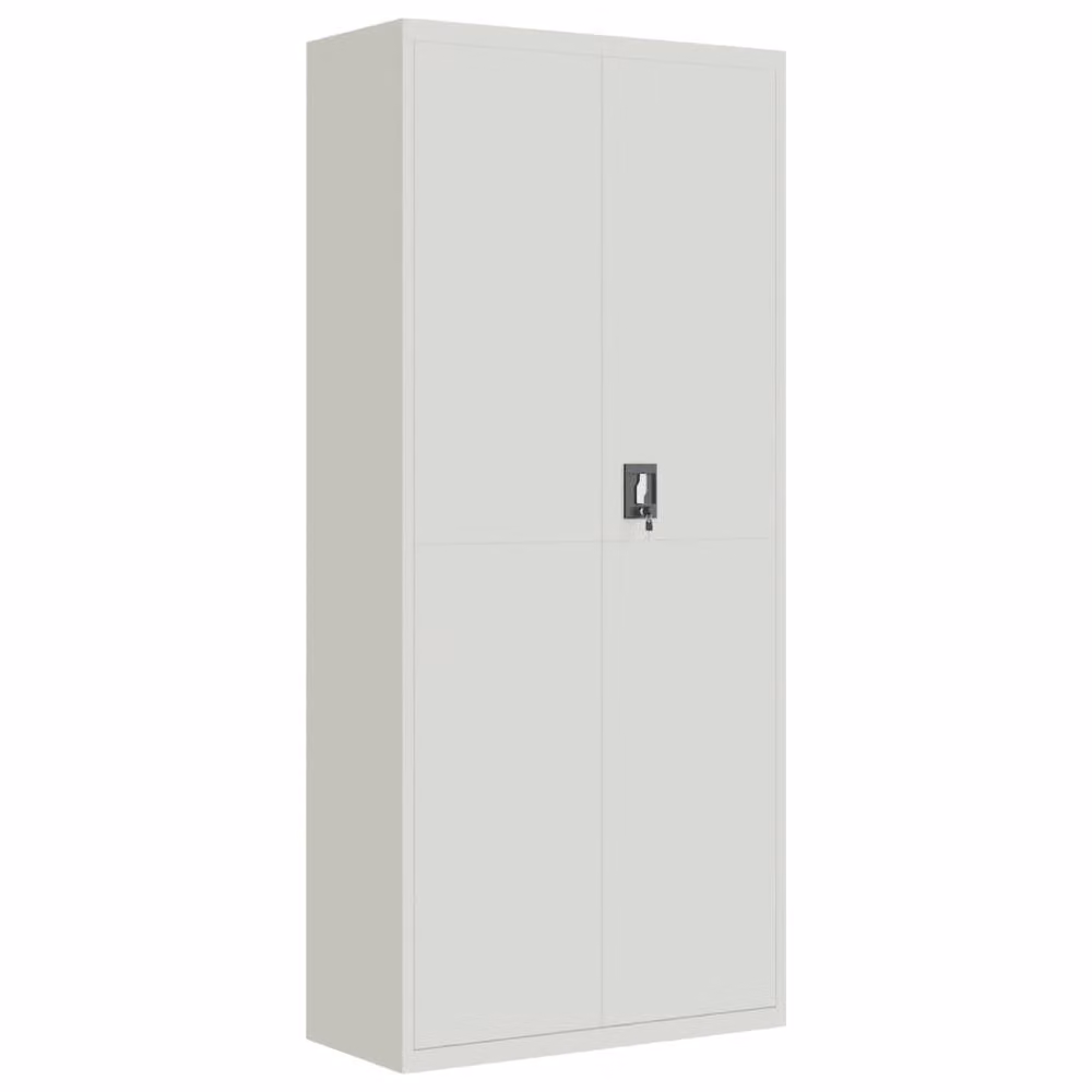 Berkfield Home Metal File Cabinet in Light Grey with Hinged Doors and Adjustable Shelves, W/D/H: 90 x 40 x 200 cm – 2