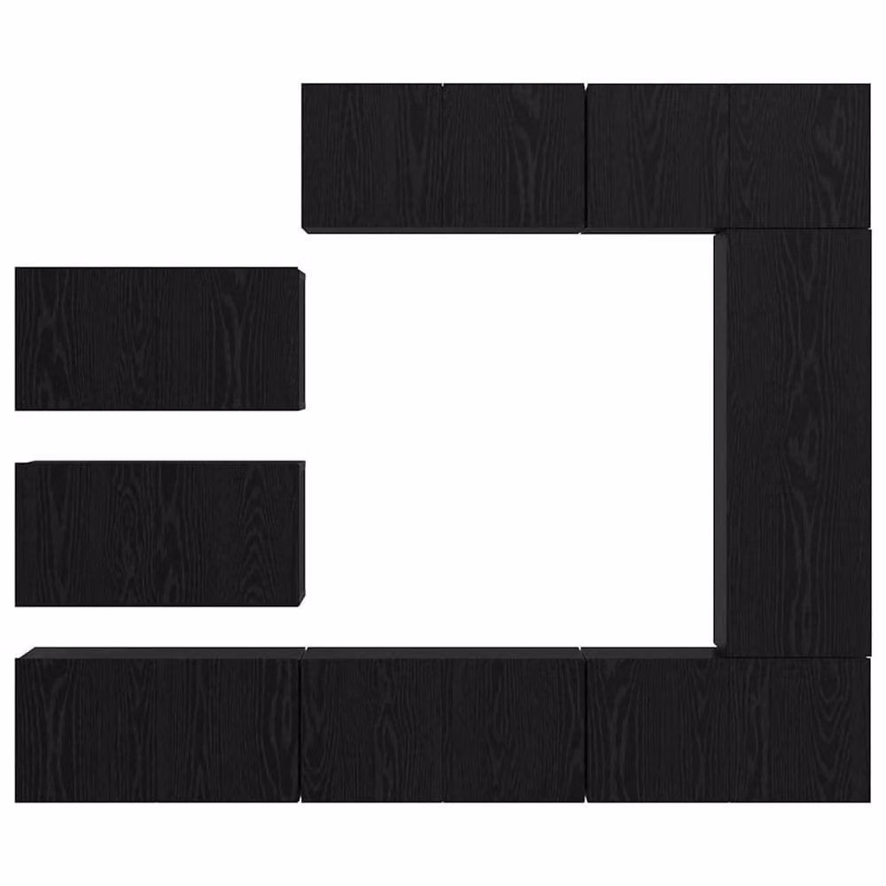 Berkfield Home Modern Wall-Mounted TV Cabinet Set in Black with Hinged Doors and Internal Shelves – 4