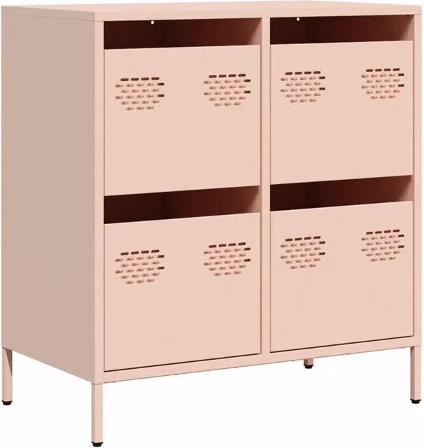 Berkfield Home Pink Sideboard in Matt Cold-rolled Steel, W: 68 cm, D: 39 cm, H: 73.5 cm – 1