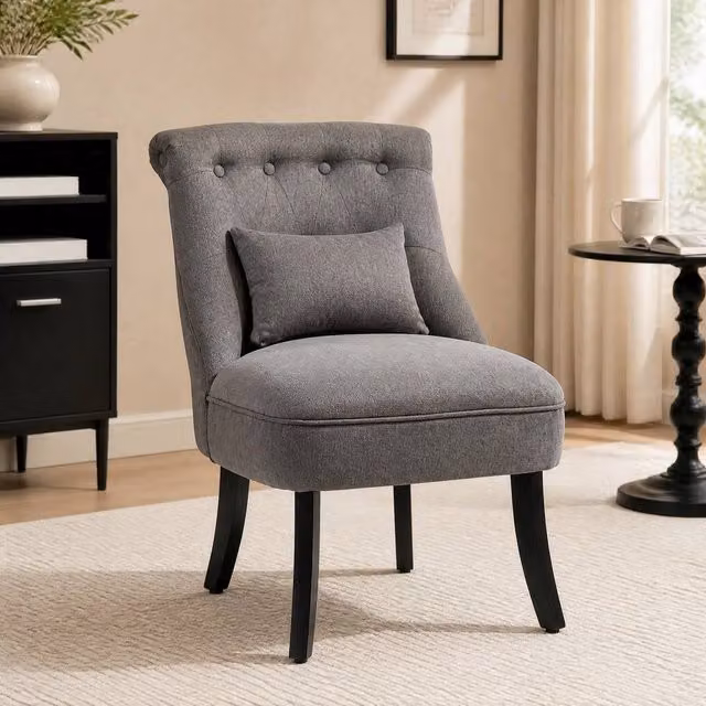STILVORA Grey Fabric Accent Lounge Chair with Armrests and Metal and Wood Frame – 1