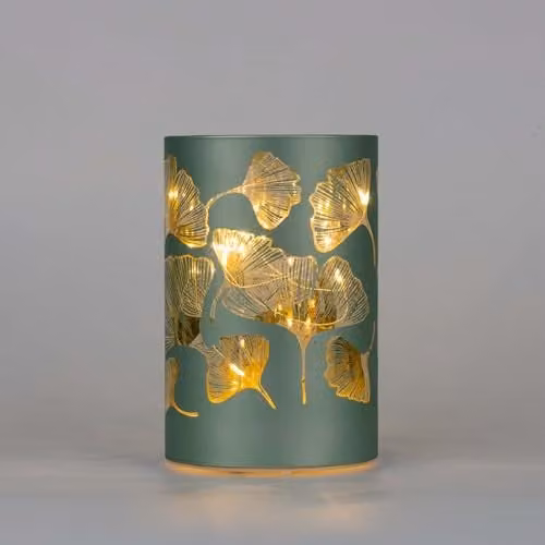 Shatchi Christmas Decorated Etched Glass Vase Table Lamp with LED Fairy Lights, Silver, Height: 17 cm – 1