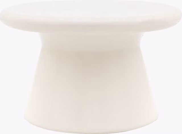 Perch & Parrow Minimalist Round Glossy Coffee Table in Beige and White