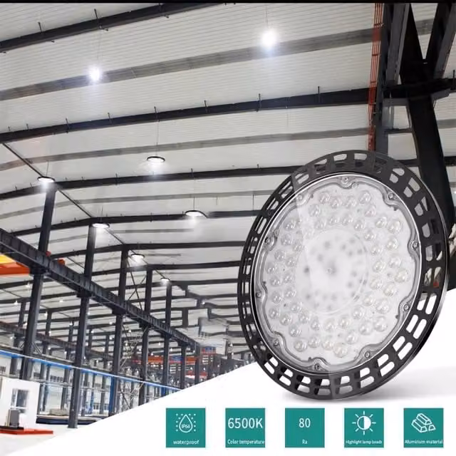 Kelvenix UFO 300W LED Floodlight in Black for Industrial Garages and Warehouses