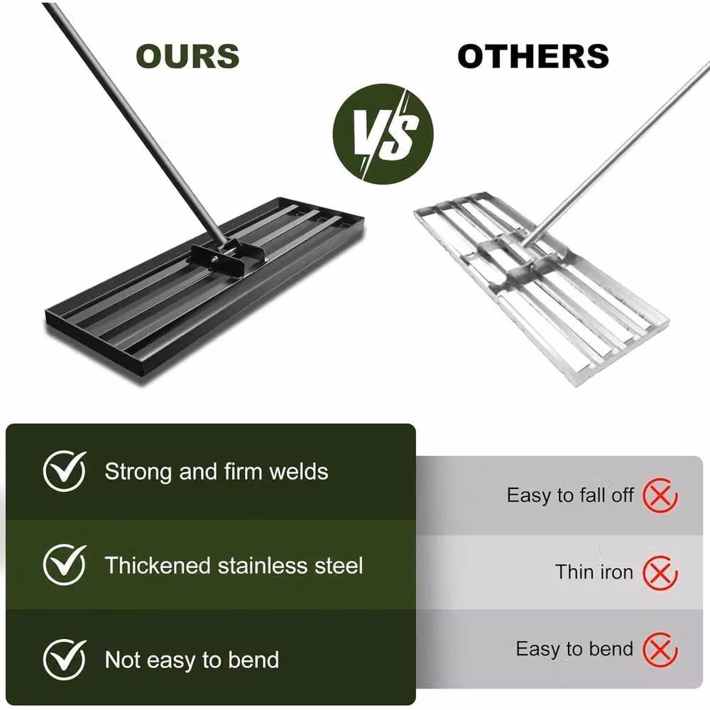 KORVIXA Manual Metal Lawn Levelling Rake in Black – 3