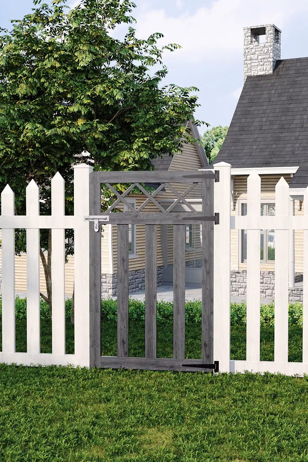 Living and Home Grey Wooden Outdoor Lattice Top Garden Pedestrian Gate, W: 76.2 cm, H: 121.92 cm – 2