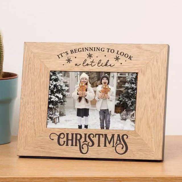 Uniqueful Personalised Its Beginning Wood Picture Frame, Brown, 17.78 x 17.78 cm
