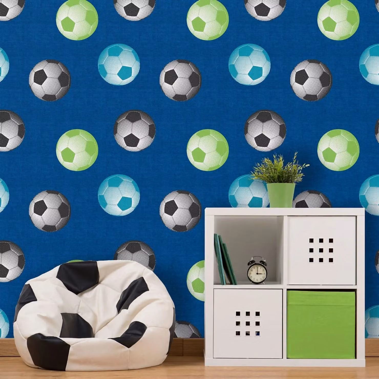 Muriva Football Textured Wallpaper in Blue – 3