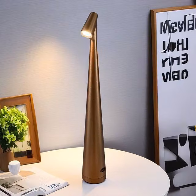 INMTFEI Rechargeable Touch Bedside Lamp in Brown with Dimmer and Warm White Light – 1