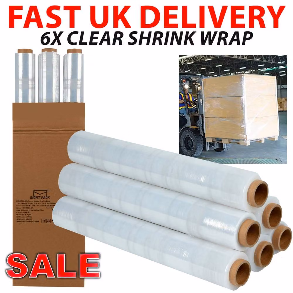 FLAVORA Transparent Clear Stretch Shrink Wrap Rolls, W: 52 cm, L: 1000 cm – 2