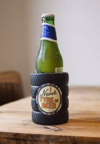Boxer Gifts Never Tyre of Beer Novelty Insulated Neoprene Beer Bottle Cooler Sleeve in Black – 3