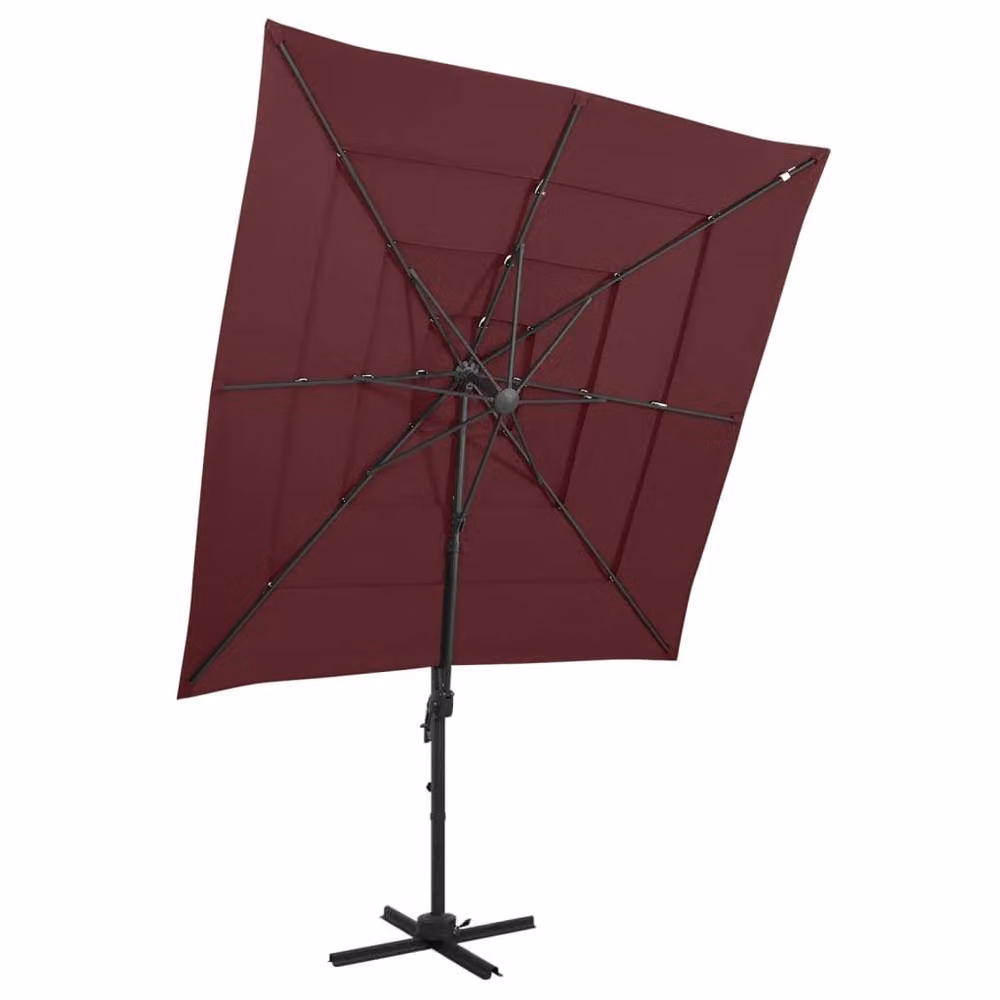 Berkfield Home 4-Tier Parasol with Aluminium Pole, Red, W/D: 250 x 250 cm – 2