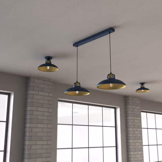 Milagro Felix Double Pendant Lamp in Blue and Gold/Brass – 1
