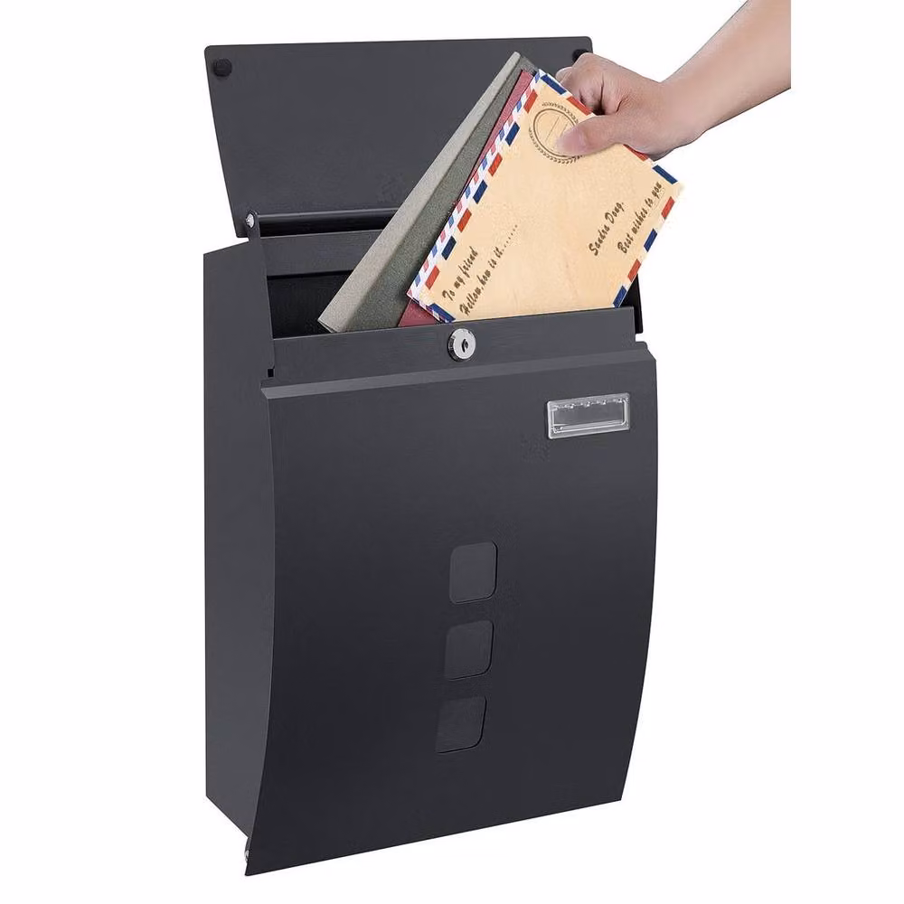 PAWNORA Black Wall-Mounted Letter Box with Lock – 2