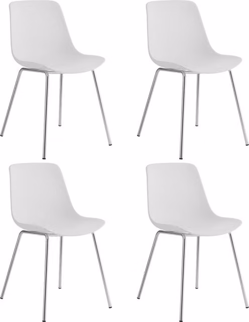 TECTAKE Modern Dining Chair in White and Metal