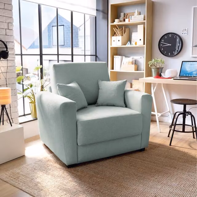 Abakus Direct Olly Linen Single Sofa Bed in Pistachio Green