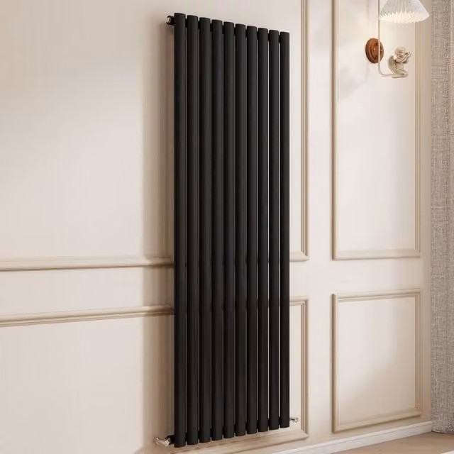 Banyetti Orva Black Vertical Single Oval Column Radiator, H: 160 cm, W: 59 cm