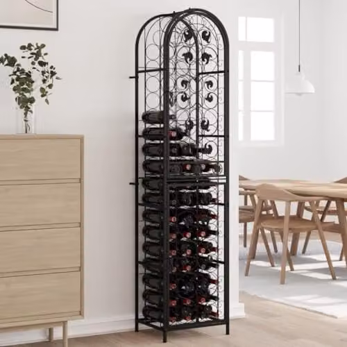 vidaXL Wrought Iron Wine Rack for 73 Bottles, Black, W/D/H: 45 x 36 x 200 cm – 2