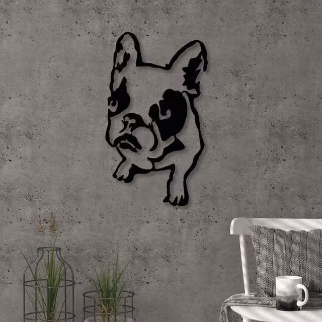 Decortie Dogo Metal Animal Wall Art, Black, H 54.0 cm x W 32.0 cm