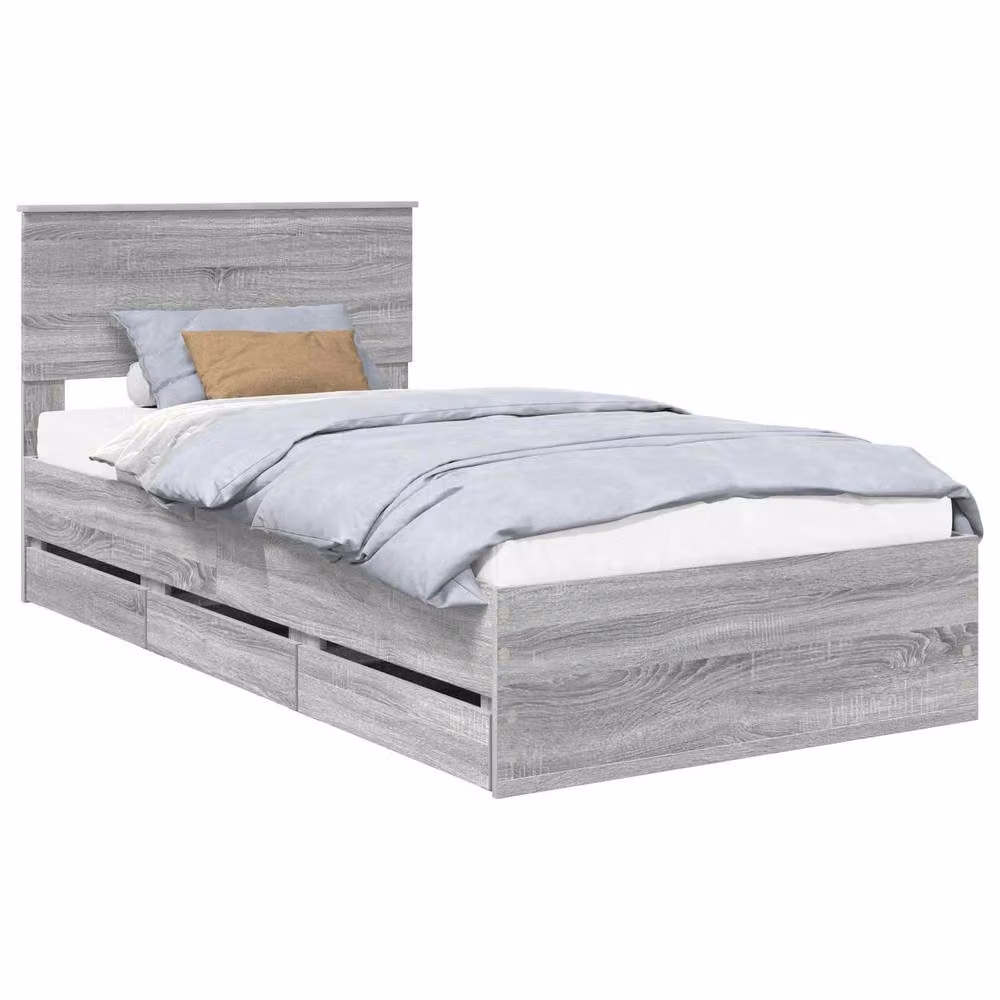 Berkfield Home Modern Bed Frame with Drawers in Grey Sonoma, Engineered Wood, W/D/H: 100 x 200 cm – 2