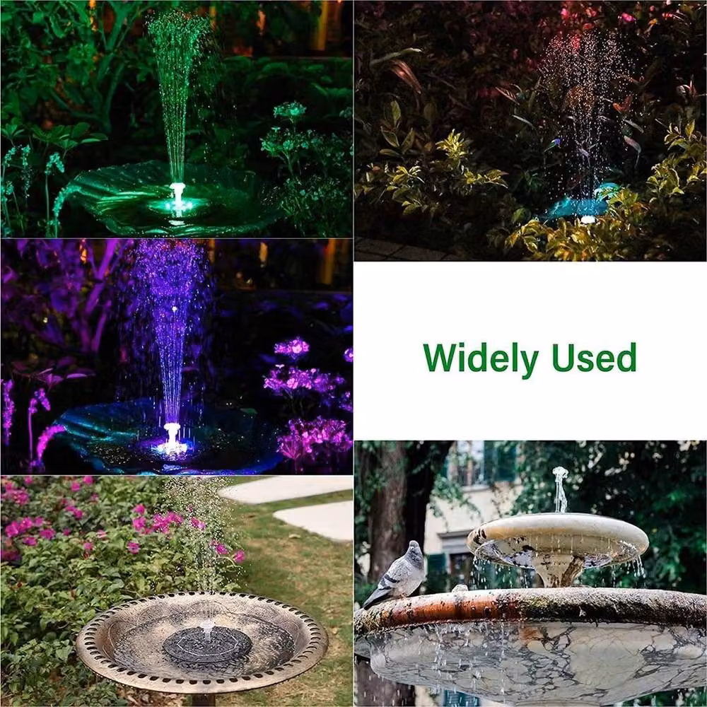 FLAVORA Solar LED Round Tabletop Fountain in Black with RGB Lighting – 5