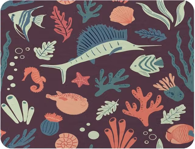 Benjamin Tate Design Sealife Fleece Blanket in Purple, Beige and Multicolour, W/D/H: 120 x 150 cm – 2