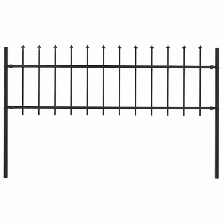 Berkfield Home Elegant Spear Top Garden Fence, Powder-Coated Steel, Black, H: 170 cm, W: 60 cm