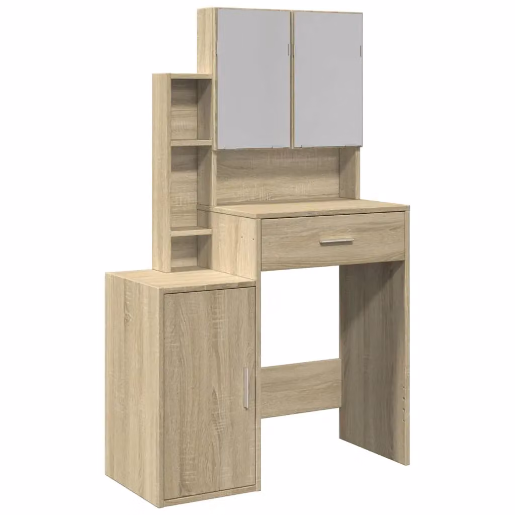 Berkfield Home Dressing Table with Cabinet in Sonoma Oak Brown, W/D/H: 80 x 35 x 132 cm – 2