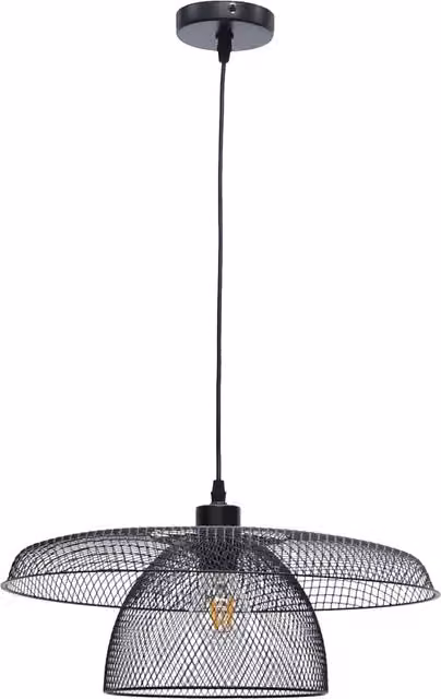 First Choice Lighting Cassidy Single Pendant Ceiling Light in Black Metal with Dimmable LED and Adjustable Height
