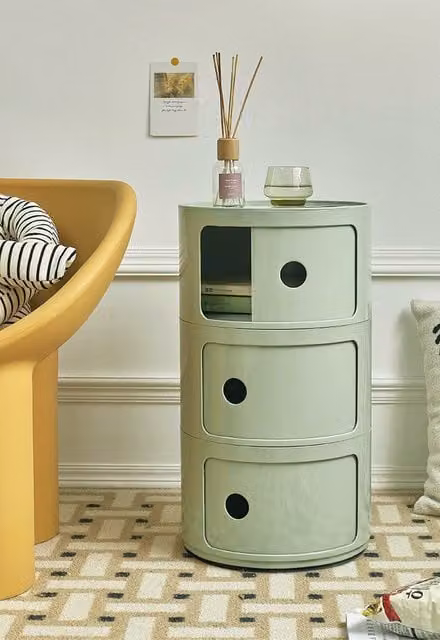 Living and Home Multi-Tiered Cylindrical Plastic Storage Drawer Unit in Green