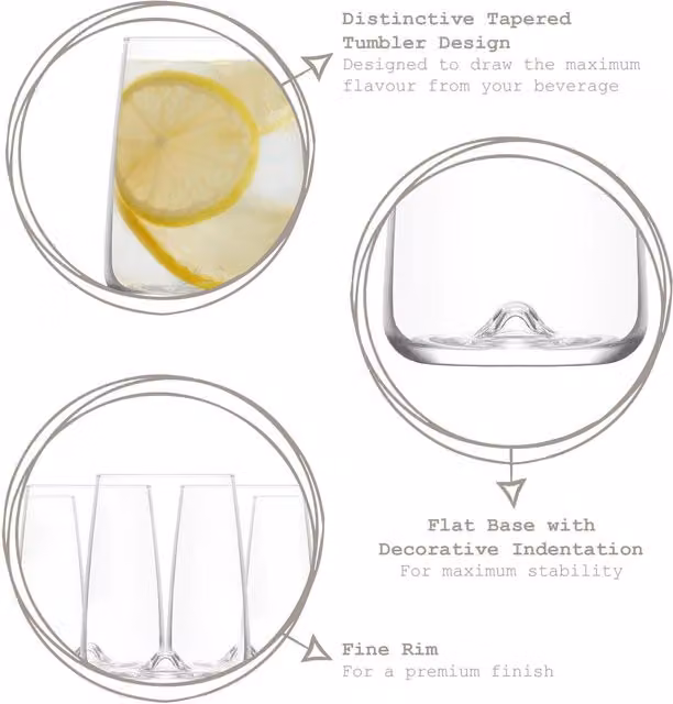 LAV Terra Transparent Glass Tumblers, 360ml, Pack of 12 – 1