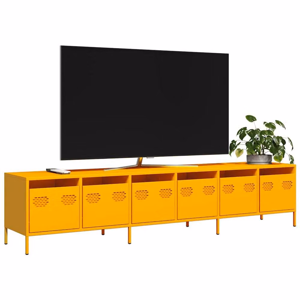 Berkfield Home Industrial TV Cabinet in Mustard Yellow, W: 202 cm, D: 39 cm, H: 43.5 cm – 2