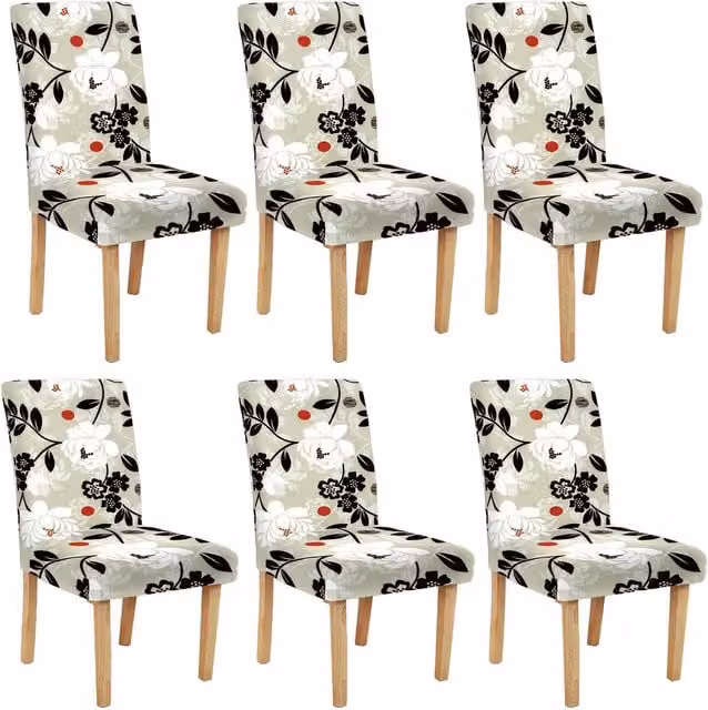 Roseley Floral Multicolour Stretch Elastic Dining Chair Covers, Pack of 6