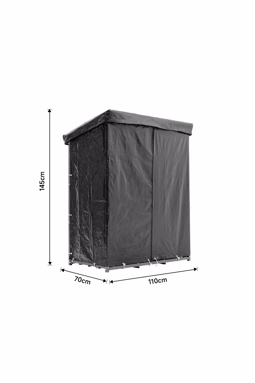H&O Direct Outdoor Metal Gable Roof Firewood Rack in Black W/D/H: 109.7 x 70.1 x 145.0 cm – 3