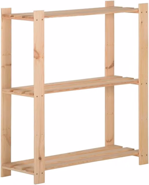 Berkfield Home 3-Tier Solid Pinewood Storage Rack, Brown, W: 80 cm, D: 28.5 cm, H: 90 cm