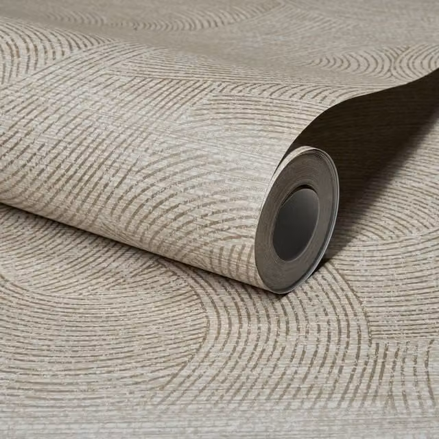 Grandeco Modern Abstract Geometric Wallpaper in Beige