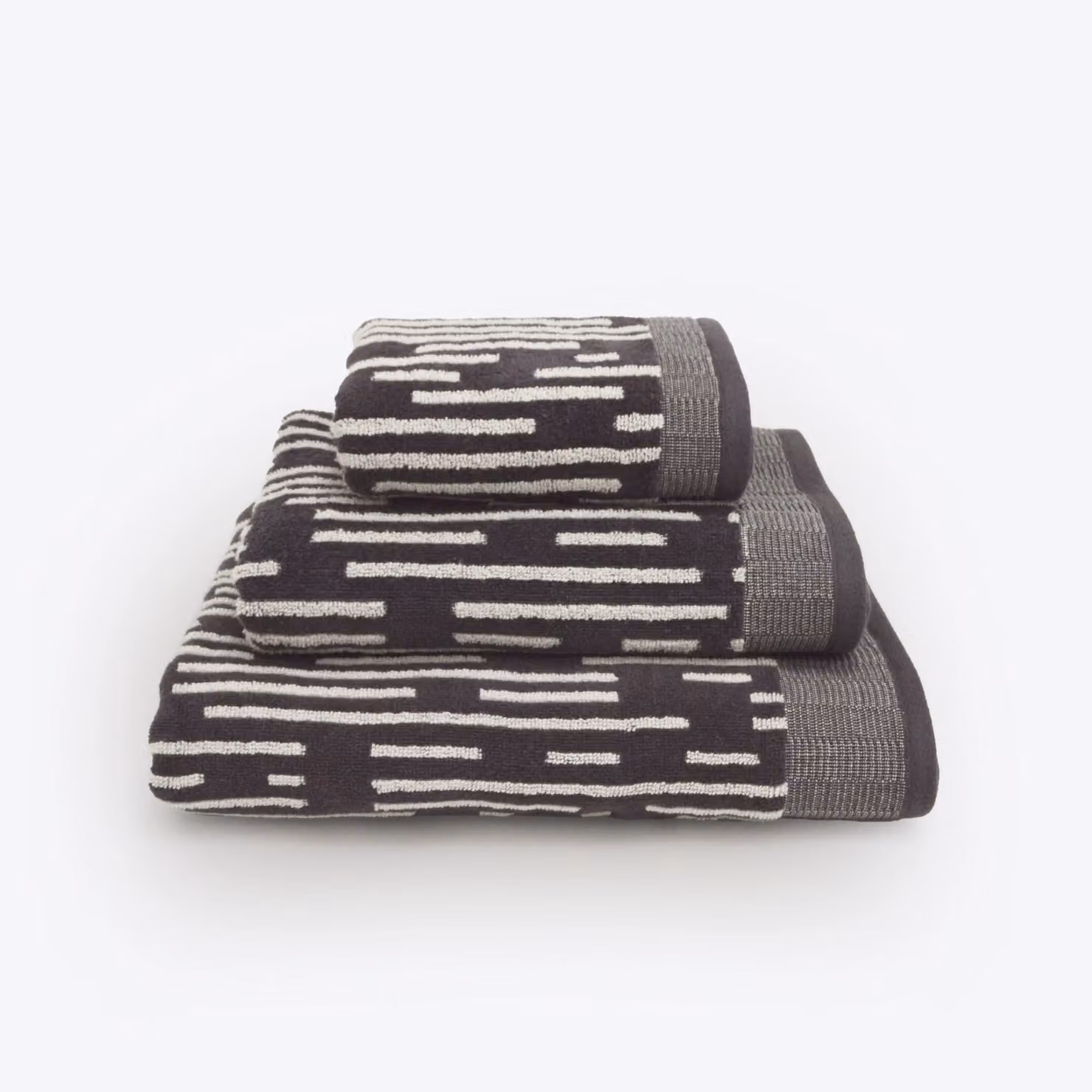 Allure Bath Fashions Pack of 2 Barcode Stripe Hand Towels in Grey, 100% Cotton, W: 50 cm, H: 85 cm – 5