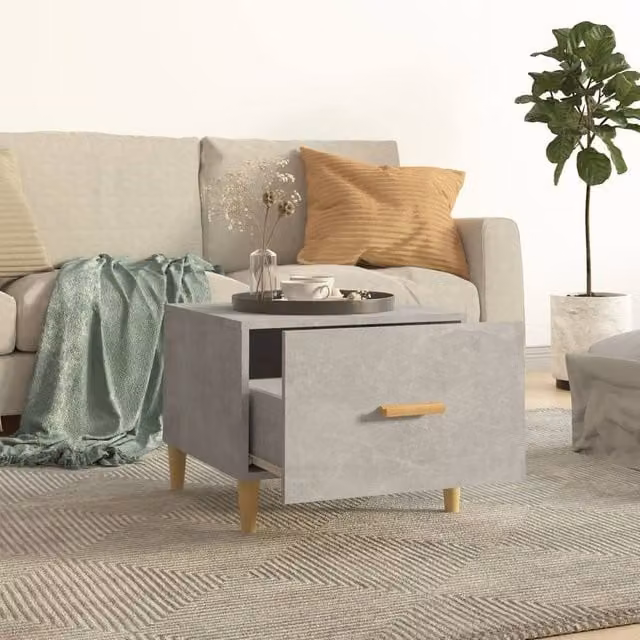 Berkfield Home Sturdy Square Coffee Table in Concrete Grey, W/D/H: 50 x 50 x 40 cm