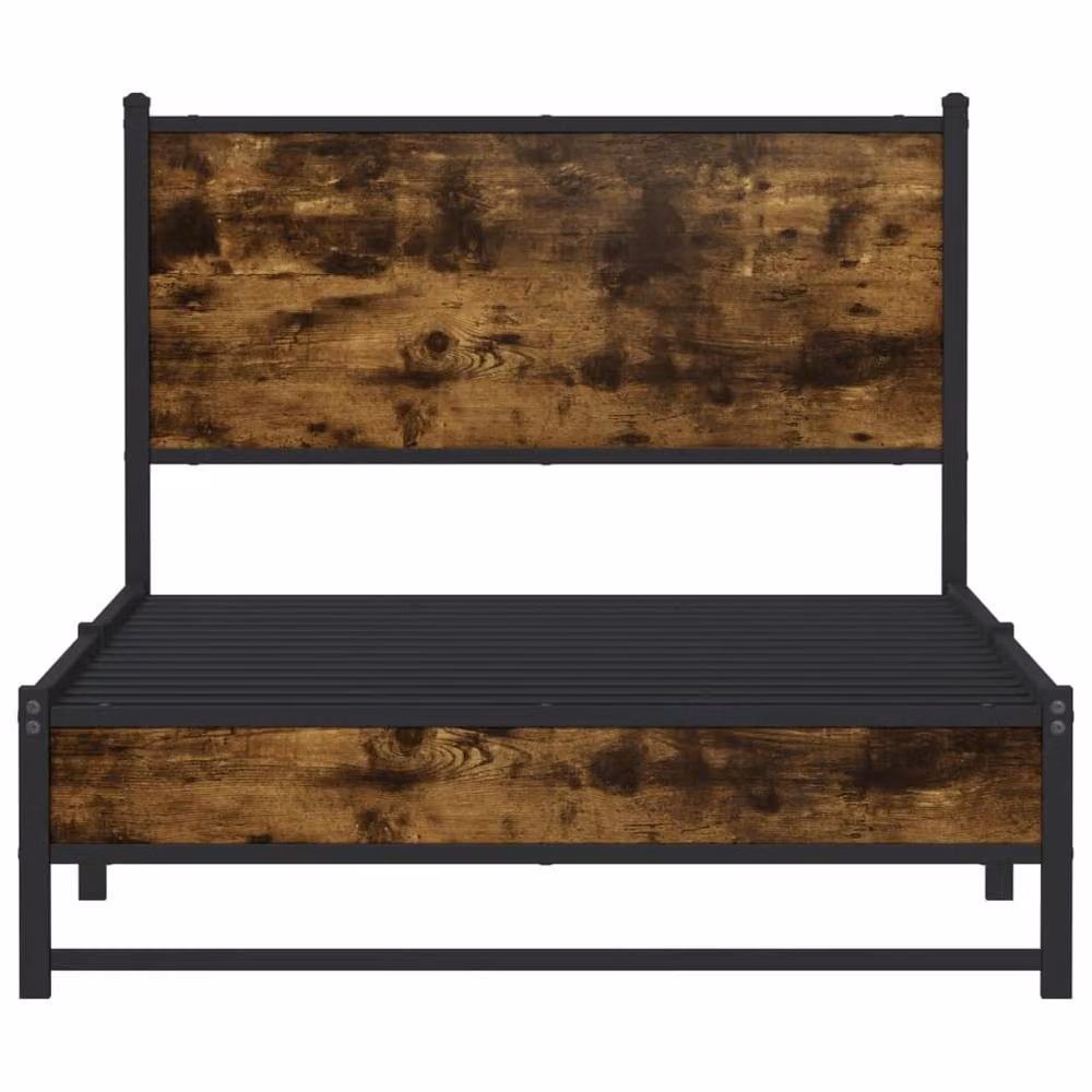 Berkfield Home Metal Bed Frame in Smoked Oak Brown, W/D/H: 100 x 200 cm – 4