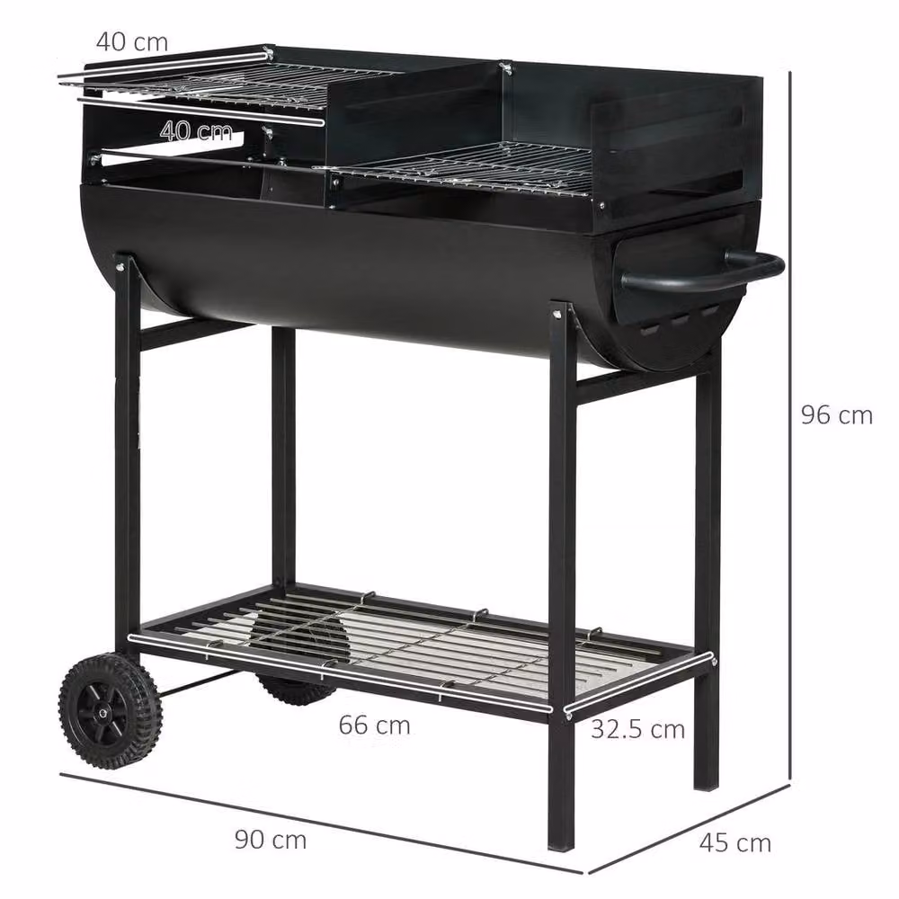 Kelvenix Charcoal Barbecue Grill Cart in Black with Wheels – 2