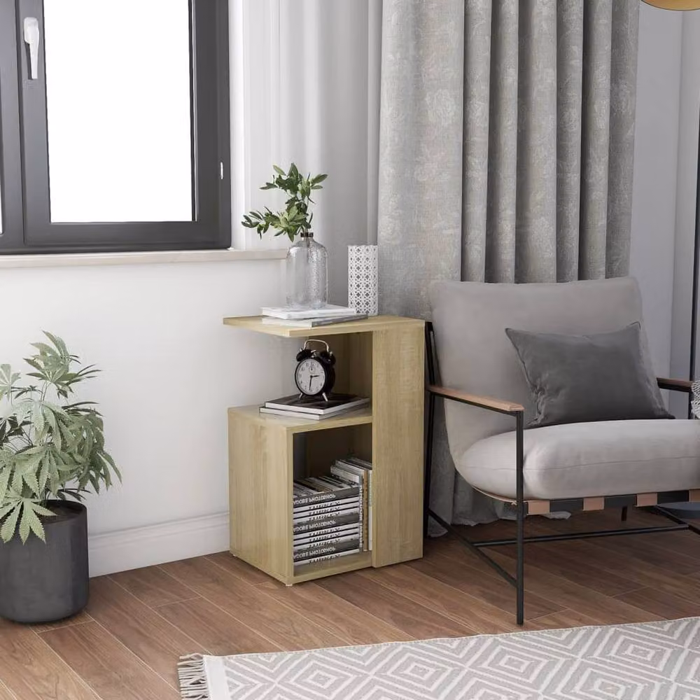 Berkfield Home Sonoma Oak Side Table in Light Brown, W/D/H: 36 x 30 x 56 cm – 2