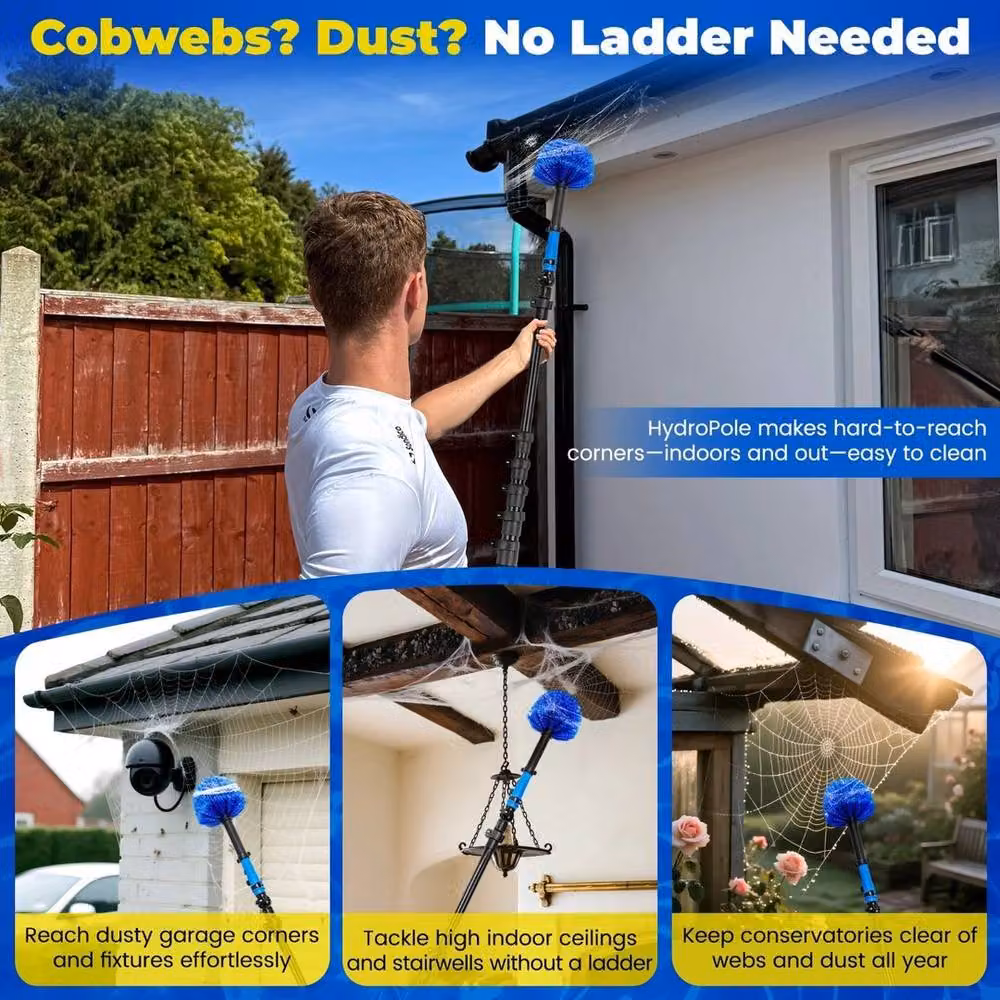 SPETLEK Extendable Telescopic Window Cleaner Squeegee with Microfibre Head, Blue – 5