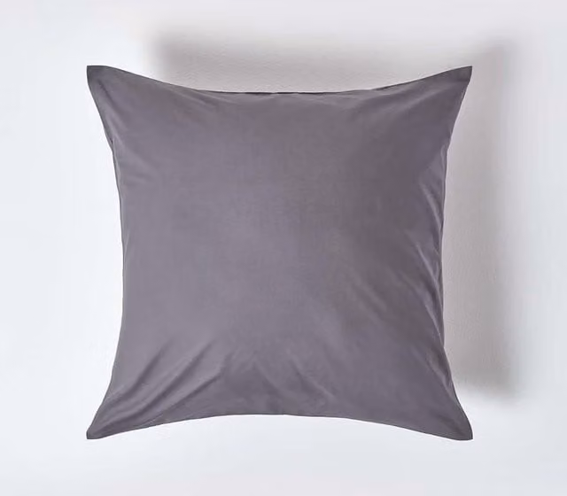 Homescapes Egyptian Cotton Percale Euro Pillowcase, Grey, W/D/H: 60 x 60 x 60 cm, 200 TC