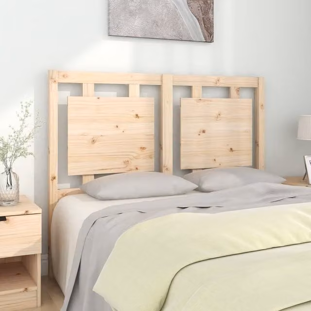Berkfield Home Rustic Solid Pine Wood Bed Headboard, Brown, W: 125.5 cm, D: 4 cm, H: 100 cm