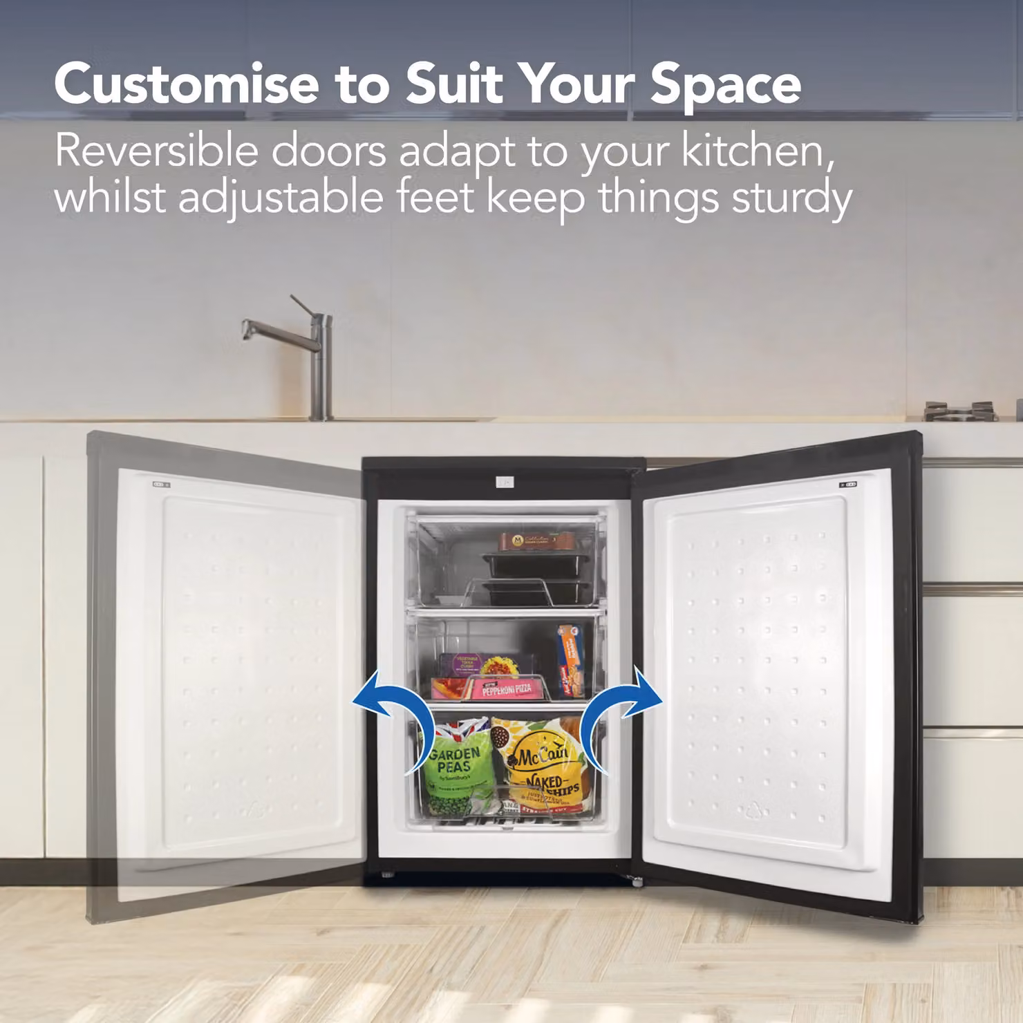 Igenix 88 Litre Upright Under Counter Freezer, Black – 6