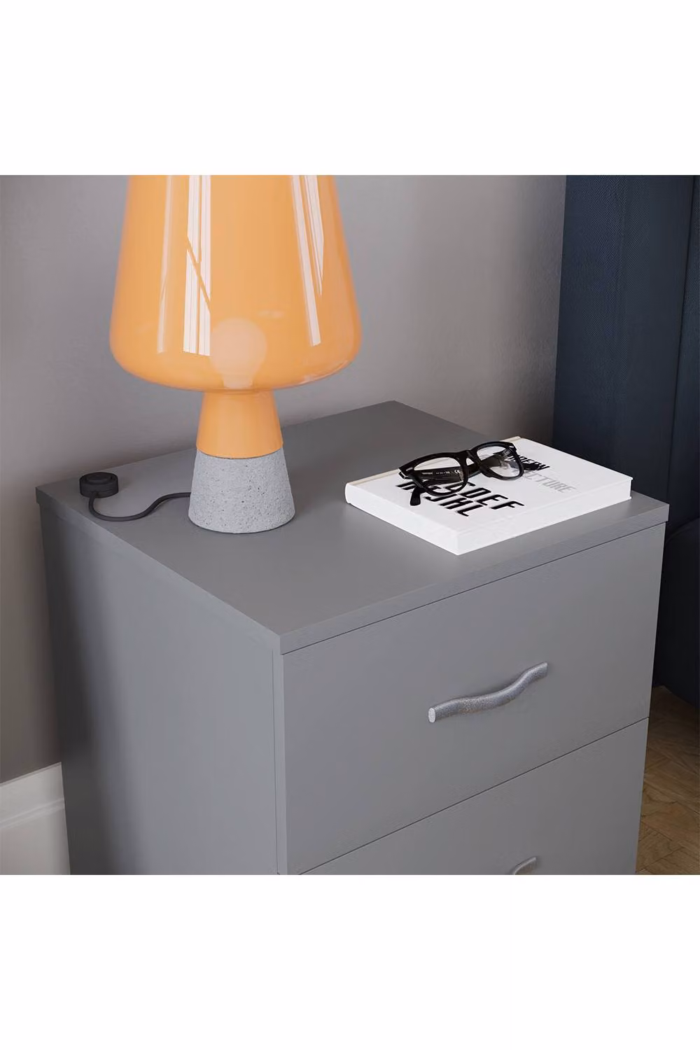 HD Designs Riano 2 Drawer Bedside Cabinet in Grey – 3