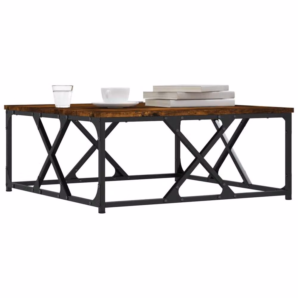 Berkfield Home Smoked Oak Coffee Table in Brown, W/D/H: 70 x 70 x 30 cm – 3