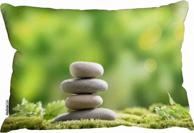 Benjamin Tate Design LTD Rock Garden Stones Outdoor Cushion in Green