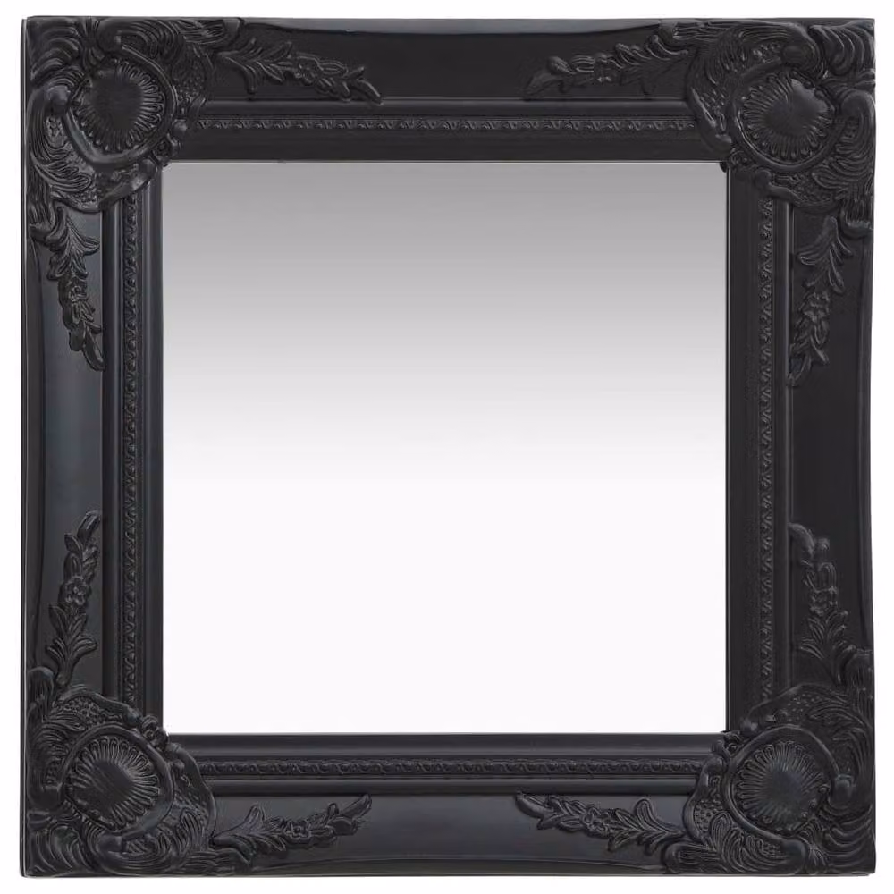 Berkfield Home Baroque Style Square Wall Mirror in Black, W: 40 cm, H: 40 cm – 2