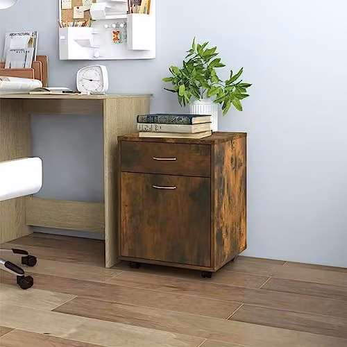 vidaXL Rolling Cabinet in Smoked Oak, W/D/H: 45 x 38 x 54 cm – 2